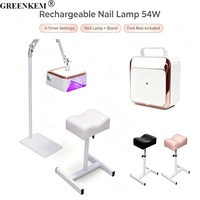 Lampe à ongles UV LED rechargeable 54W avec support repose-pieds pour salon, lampe de pédicure pliable à bras long, sèche-ongles