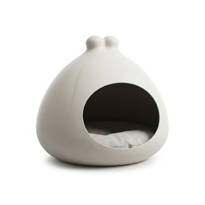 Minimalist <b>Cute</b> Bud Sculpture <b>Cat</b> Cave Solid Color Enclosed <b>Cat</b> Bed Soft Cushion Living Room Decor Pet House - Product Image 1