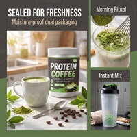 Poudre de café protéiné 20g, saveur matcha, riche en protéines, favorise l'énergie et la concentration, sans gluten, sans sucre, poudre instantanée, nutrition sportive