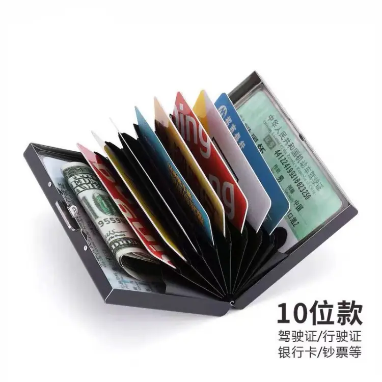 OEM New Style Auto -Eject Mini Minimalist Men Wallet Metal Aluminum Pop Up RFID Blocking Credit Card Holder