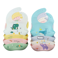 Bavoirs pour bébés Yuye, plus épais, à la mode, réutilisables, ajustables, sans BPA, confortables, en silicone souple, avec poche pour attraper les aliments, pour nourrissons et tout-petits