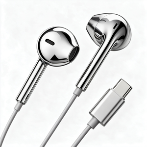 Auriculares Cromados Tipo C con Cable, Audífonos Plateados con Cable, Auriculares Cromados Metálicos Plateados, Audífonos - Product Image 4