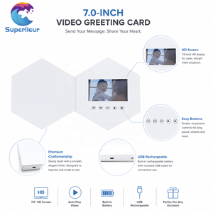 Brochure vidéo LCD personnalisée hexagonale Superlieur de 7 pouces, carte de visite promotionnelle, écran vidéo pour salutations et mariages, <span class=keywords><strong>livre</strong></span> vidéo 1024x600 MP4 - Product Image 6