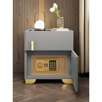 Table de chevet moderne intégrée de style coffre-fort, structure double couche, verrouillage électronique par mot de passe, chargement sans fil intelligent pour appartement