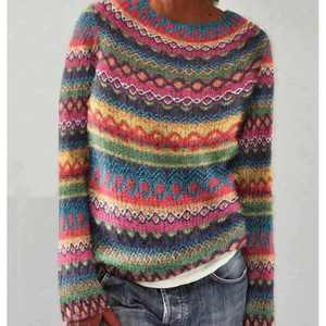 2025 suéter Floral para mujer Otoño Invierno Vintage manga larga suéter de punto suéter - Product Image 1