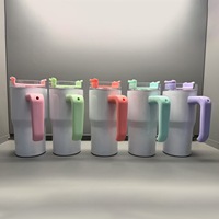 Gobelet isotherme blanc de 20 oz pour sublimation, avec poignée et couvercle, 5 couleurs, logo personnalisé, tasse de voyage pour boissons froides, vente en gros