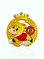 Badge commémoratif personnalisé en alliage de zinc et cuivre pur plaqué or, gravé et imprimé en couleur, pour événements d'apprentissage d'entreprise du Lions Club