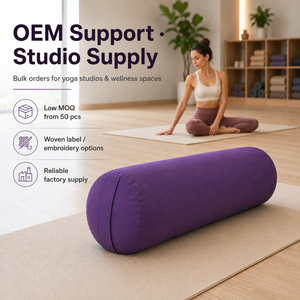 Coussin de méditation FLOWA 3,2 kg avec garnissage en coques de sarrasin, oreiller de soutien Pranayama 60x20cm, cylindre de maintien anti-affaissement pour studio zen - Product Image 6