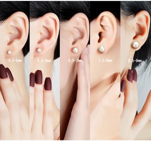 Pendiente de tuerca de Plata de Ley 925 con perla de agua dulce, elegante y clásico, color blanco, rosa y morado, E01101 - Product Image 6