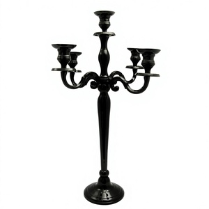 Candélabre décoratif en métal noir à 5 bras, durable, pour décoration intérieure, porte-bougie pour table, événements et fêtes - Product Image 1