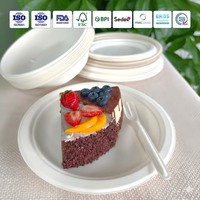 Assiette en pulpe de canne à sucre 100 % naturelle, écologique, jetable, biodégradable et compostable
