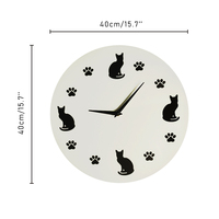 Jam dinding besi bulat tampilan jarum mewah jam dinding khusus kucing logam jam dinding dioperasikan baterai jam dinding