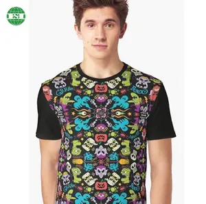 Camiseta estampada personalizada con temática de monstruo de dibujos animados, camisa con todo estampado, sublimada con tu propio patrón