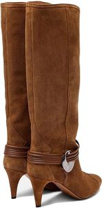 Prix de gros d'usine hiver <span class=keywords><strong>marron</strong></span> femmes genou haut daim talon <span class=keywords><strong>large</strong></span> <span class=keywords><strong>mollet</strong></span> <span class=keywords><strong>bottes</strong></span> pour dames - Product Image 5