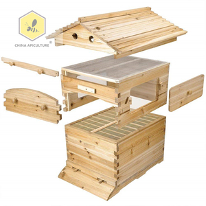 Herramientas de apicultura, 10 marcos, flujo de madera de abeto encerado, flujo de <span class=keywords><strong>colmena</strong></span>, caja de abejas, <span class=keywords><strong>colmena</strong></span> de abeja con 7 uds, marcos de flujo - Product Image 1