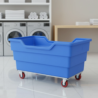 Chariot de blanchisserie commercial 500L, écologique, en plastique lavable, avec roulettes silencieuses pour hôtels, hôpitaux et vêtements