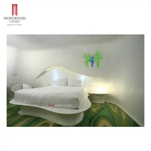商業ホテルモダンタイプ人工石ピュアホワイトアクリル固体表面ベッド
