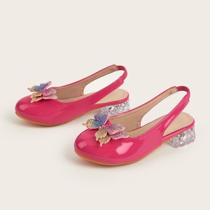 Sandalias de Tacón Grueso con Pedrería de Mariposa para Niñas, Zapatos de Vestir Versátiles para Fiestas de Verano para Niños - Product Image 2