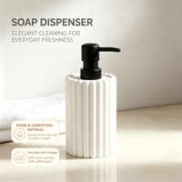 Distributeur de savon liquide pour les mains en résine côtelée avec pompe noire mate, réutilisable et rechargeable