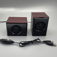 Speaker Komputer Klasik Kayu AUX USB Berkabel OEM Kustom Aktif Ganda Desktop Laptop Mini Portabel M-010S