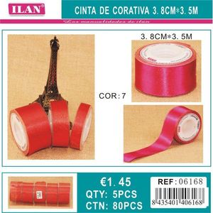 Nastro decorativo Iln 3,8 cm x 3,5 m rosa per artigianato e decorazioni - Product Image 1