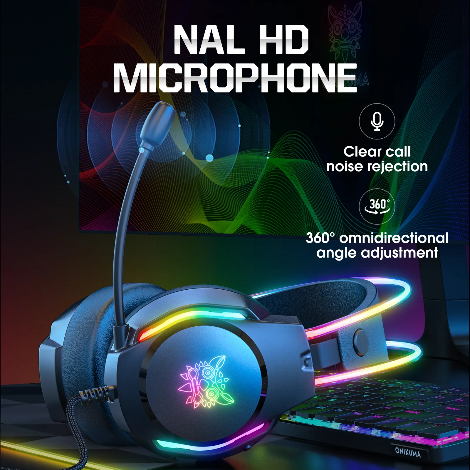 Onikuma X26 Rgb Led E-Sports Ps5 Headset Low Price Best Selling Earphone 3.5Mm Head Phones Over-Ear Headphones For Headphone