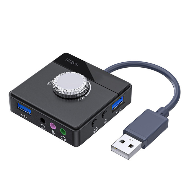 USB Hub External Sound Card Suitable for Computers Laptops PS4 External 7.1 Independent Audio Converter Headphones Microphones