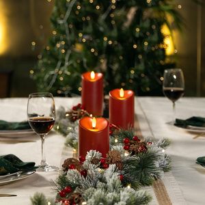 Bougies Pilier LED sans Flamme à Piles en Paraffine Bourgogne <span class=keywords><strong>avec</strong></span> Télécommande et Minuteur, Décoration de Noël et d'Halloween en Plastique - Product Image 3
