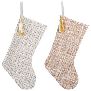 Sac cadeau <span class=keywords><strong>de</strong></span> Noël avec glands élégants en peluche Chaussettes <span class=keywords><strong>de</strong></span> luxe blanches et beiges personnalisées <span class=keywords><strong>de</strong></span> Noël - Product Image 4