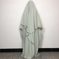 Ensemble Modeste 2 Pièces Khimar Abaya de Haute Qualité en Nida Léger et Respirant pour Femme Musulmane, Robe Hijab Papillon Jilbab pour l'Aïd, Vente en Gros