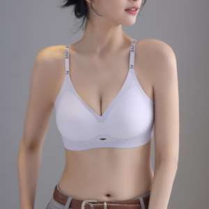 Sujetador sin aros ultrafino y transpirable con estampado de letras, sexy, sin costuras, push-up, cómodo, invisible, para verano, con tiras de gel suave. - Product Image 3