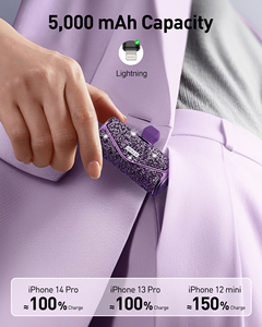 Banque d'alimentation dynamique acceptable pour les distributeurs, 5000 mAh, chargeur de téléphone portable portable, mini banque d'alimentation colorée brillante <span class=keywords><strong>en</strong></span> diamant, batterie de recharge - Product Image 5