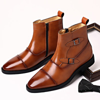 Bottes marron pour hommes en PU, style cowboy, à enfiler, imperméables, respirantes, légères, toutes saisons