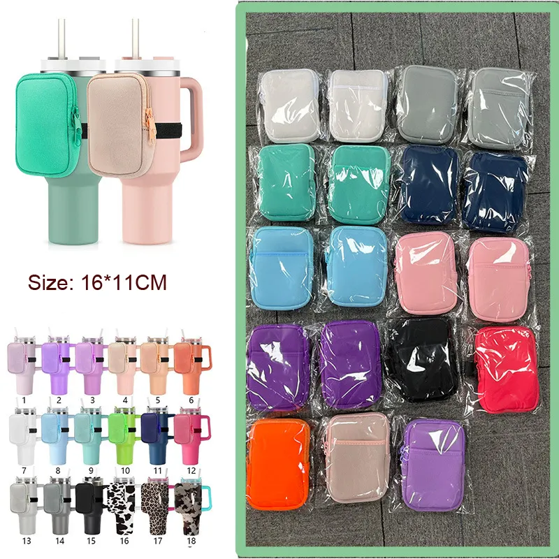 Personalized Multi-function 40oz Water Bottle Tumbler Cup Key Coin Purse Neoprene Pouch With Zipper Water Bottle Bag
