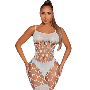 Ensemble de lingerie corset sexy pour femmes en Europe, <span class=keywords><strong>taille</strong></span> XL, body qui brille dans le noir, <span class=keywords><strong>robe</strong></span> en résille avec soutien-gorge et bas, prix bas - Product Image 1