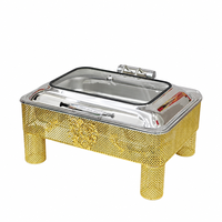 9,0L Rechteckiger Hydraulischer Chafing Dish aus Edelstahl mit Gerilltem Rolltop – Buffet-Speisenwärmer für Hotel- und Restaurant-Hauptgerichte