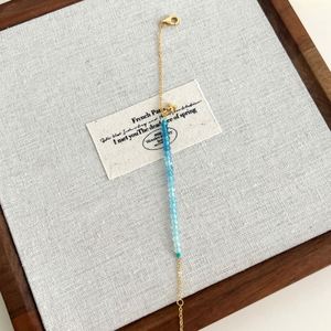 Dylam Luxury Jewelry 18K Gold Plated 925 <b>Silver</b> Link Chain Natural Stones Aquamarine Orb Natural Crystal <b>Bracelets</b> & <b>Bangles</b> - Product Image 5