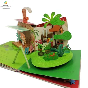 OEM kustom kreatif hardcover Pop up anak-anak 3D pencetakan buku