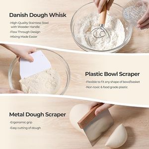 Set Mini Cestello per Lievitazione Pane, Raschietto per Impasto, Coperchio in Silicone, Strumento per Panificazione Sourdough, Pennello, Contenitore per Alimenti Secchi, Utensili da Forno e <span class=keywords><strong>Pasticceria</strong></span> - Product Image 5