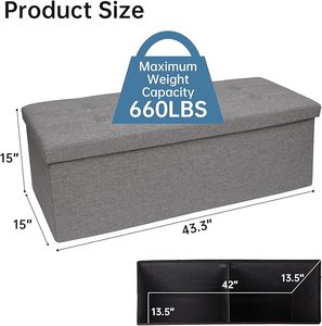 Banc de rangement pliant moderne de haute qualité pour salon, grande capacité, gain de place, en tissu, ottoman, personnalisable, vente en gros usine - Product Image 2
