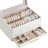 Boîte de rangement pour montres avec couvercle transparent, en cuir PU, pour présentation de montres, bracelets et bijoux
