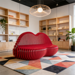 Sofá Cama de Madera Paramétrico con Forma de Labios Artísticos ML-SF01, Decoración Moderna de Alta Calidad para Hogar, Oficina, Sala de Estar y Uso Comercial - Product Image 3
