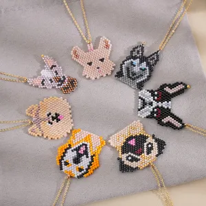Großhandel niedliche Tier Miyuki Samen Perlen Anhänger Halskette Amulette 18K Goldplattiert für Kinder Schmuck großartig als Geschenke