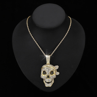 NL2258 Bijoux Hip Hop Diamant Plaqué Or Pendentif Glacé Homme Chaîne Crâne Collier Pendentifs
