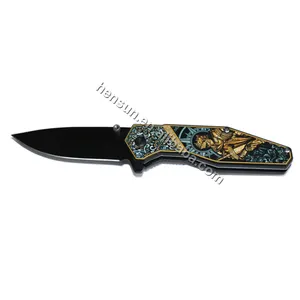 Couteaux pliants de poche en acier, couteaux de poche d'extérieur à motif floral, couteau à manche en plastique