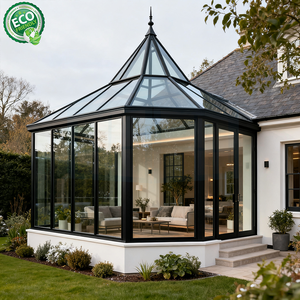 Modern Slant Roof Aluminum Frame Tempered <b>Glass</b> <b>House</b> From Foshan Hommie for Villas Residential & Hotel Gardens - Product Image 4