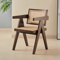 Chaise de salle à manger en bois massif vintage française de Chandigarh avec un design moderne, tabouret de table de style wabi-sabi pour hôtels et appartements