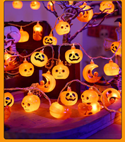 Guirlande de lanternes LED CAIQI Halloween Citrouille et Lune, Décoration, Accessoires Photo, Ambiance Horreur pour Bar, Lumières Colorées Extérieures