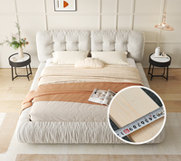 Meubles de chambre à coucher modernes, lit capitonné de luxe, lit plateforme en bois massif, taille King Queen, lit double flottant de luxe, lit intelligent
