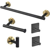 Ensemble d'accessoires de salle de bain en acier inoxydable 304, résistant à la rouille, noir mat, barre porte-serviettes, crochet porte-peignoir, kit d'accessoires de salle de bain pour hôtel